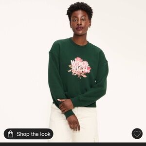 Woolrich Dark Green Sweatshirt with Pink Floral Logo